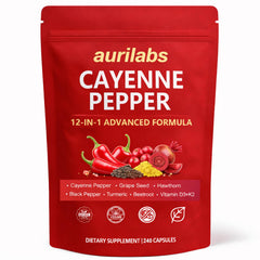 WSJAWH Aurilabs Cayenne softgels bottle front for daily circulation support.
