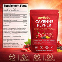 Close-up of cayenne softgels emphasizing easy daily intake by WSJAWH Aurilabs.