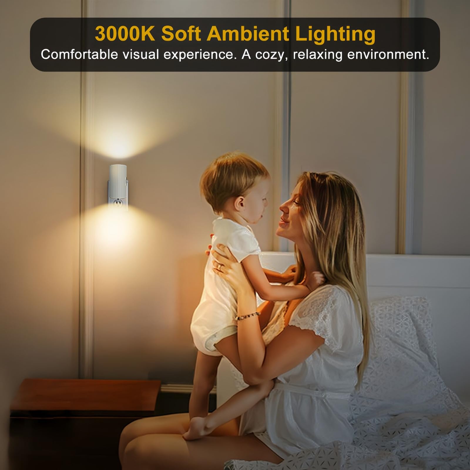 WSKVEZZA 3000K soft white glow provides gentle nighttime visibility.