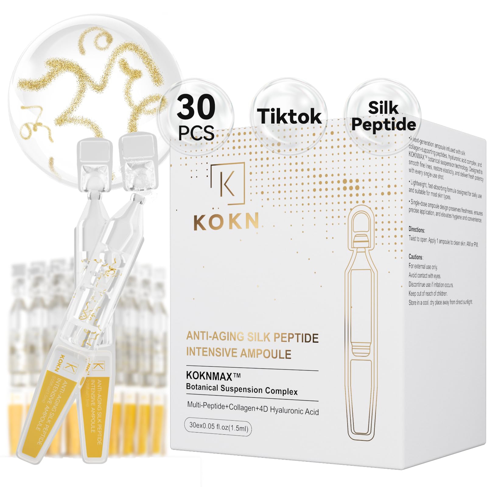 WSNDNSWR Silk Peptide Ampoule bottle showcases a premium firming serum.