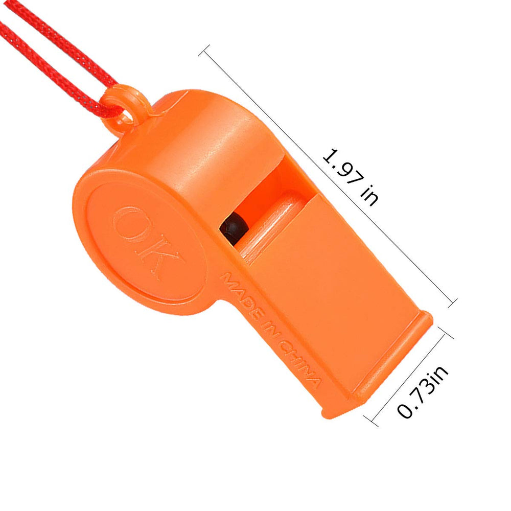 WSYUB red plastic whistles with lanyards for outdoor use and visibility.