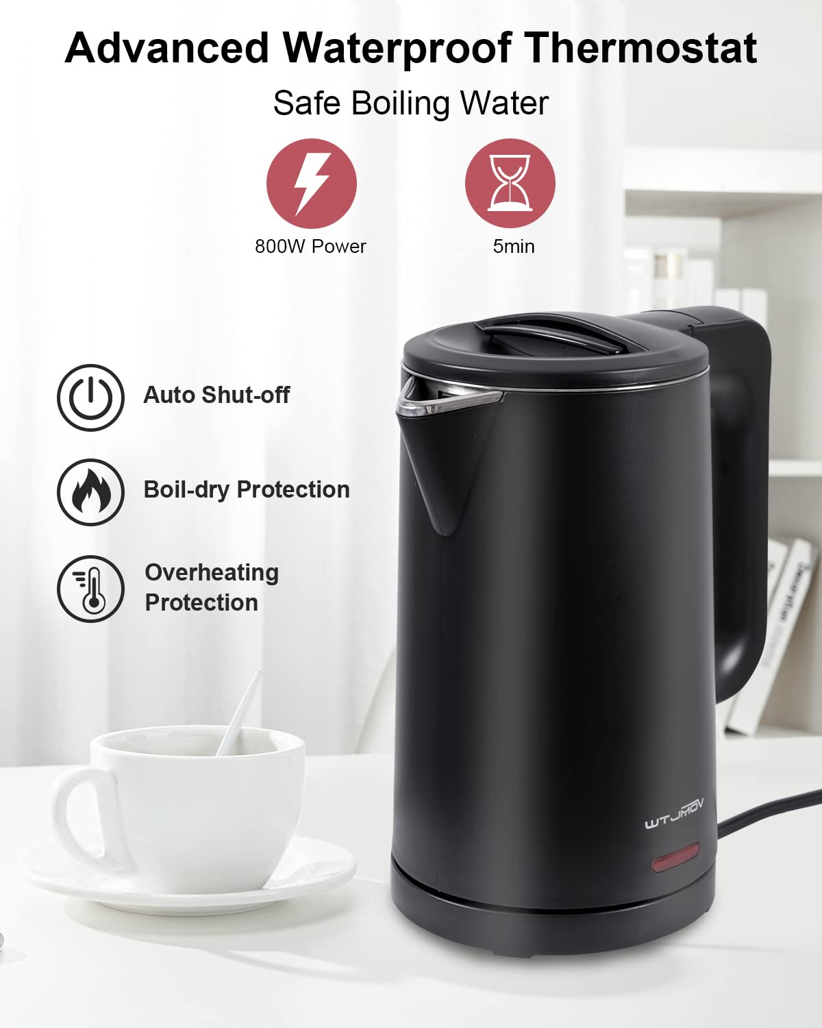 WTJMOV cordless 360 base enables easy pouring and serving.
