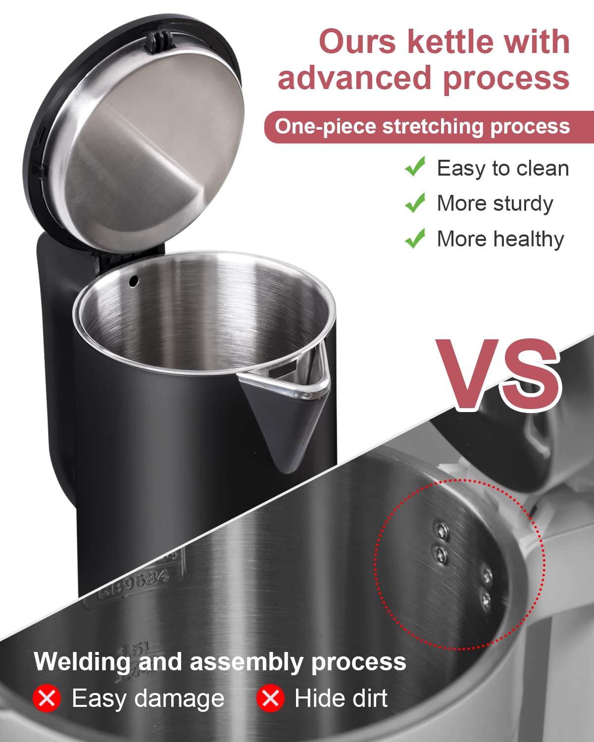WTJMOV one-button operation with LED indicator simplifies boiling.
