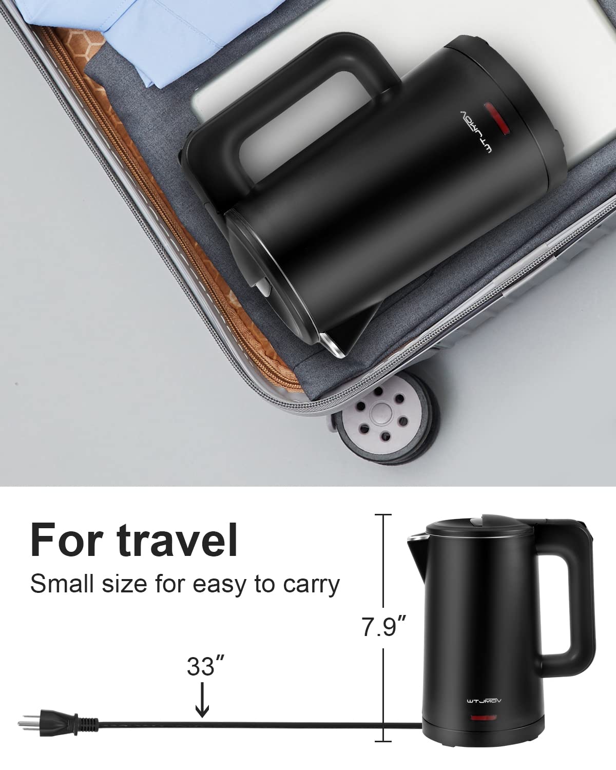 WTJMOV kettle stainless-steel inner and lid for safe water quality.