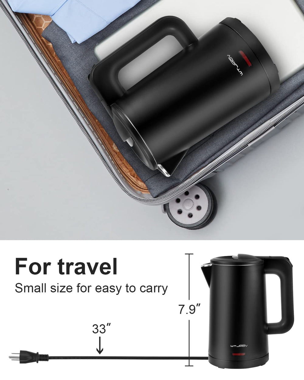 WTJMOV kettle stainless-steel inner and lid for safe water quality.