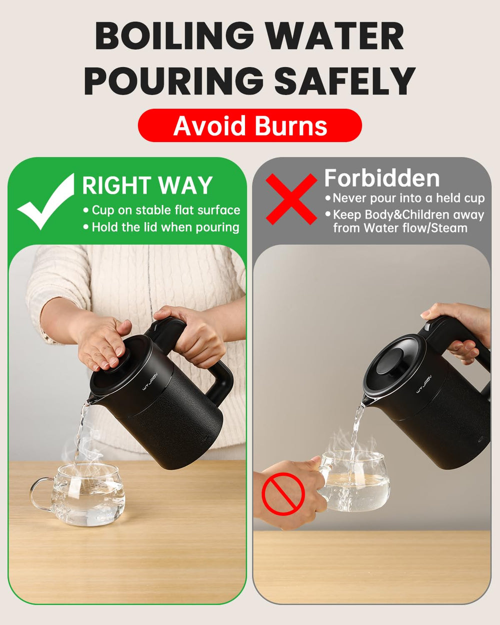 WTJMOV compact travel kettle fits easily in a bag.
