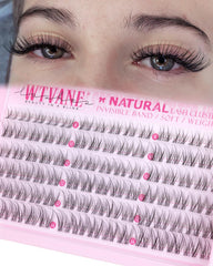 wtvane lash clusters 8-14mm with clear band for natural daily wear