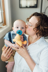 WubbaNub 100% silicone pacifier latex-free and safe for infants.