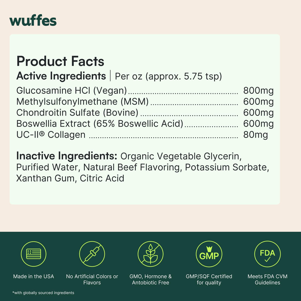 Home storage of Wuffes Joint Liquid keeps supplement handy