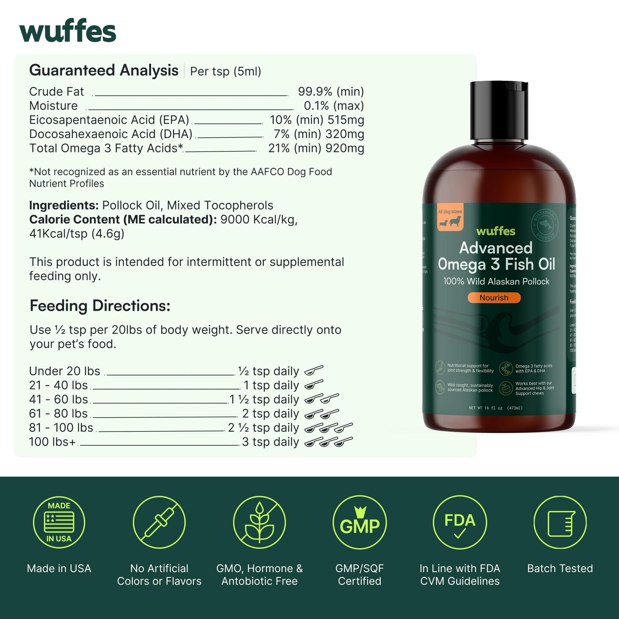 Wuffes Omega-3 supports immune system function for everyday canine health.
