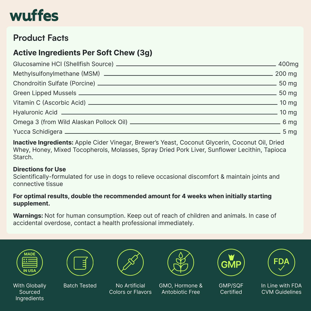 Wuffes enriched-chews texture close-up showing tasty, stomach-friendly texture.
