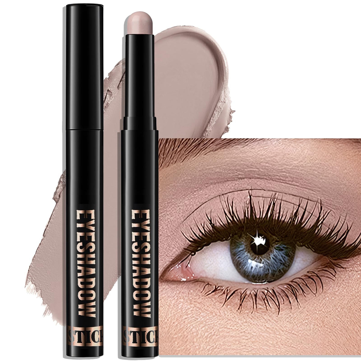 Wugbc Eyeshadow Stick Light Taupe application with creamy glide for natural looks.