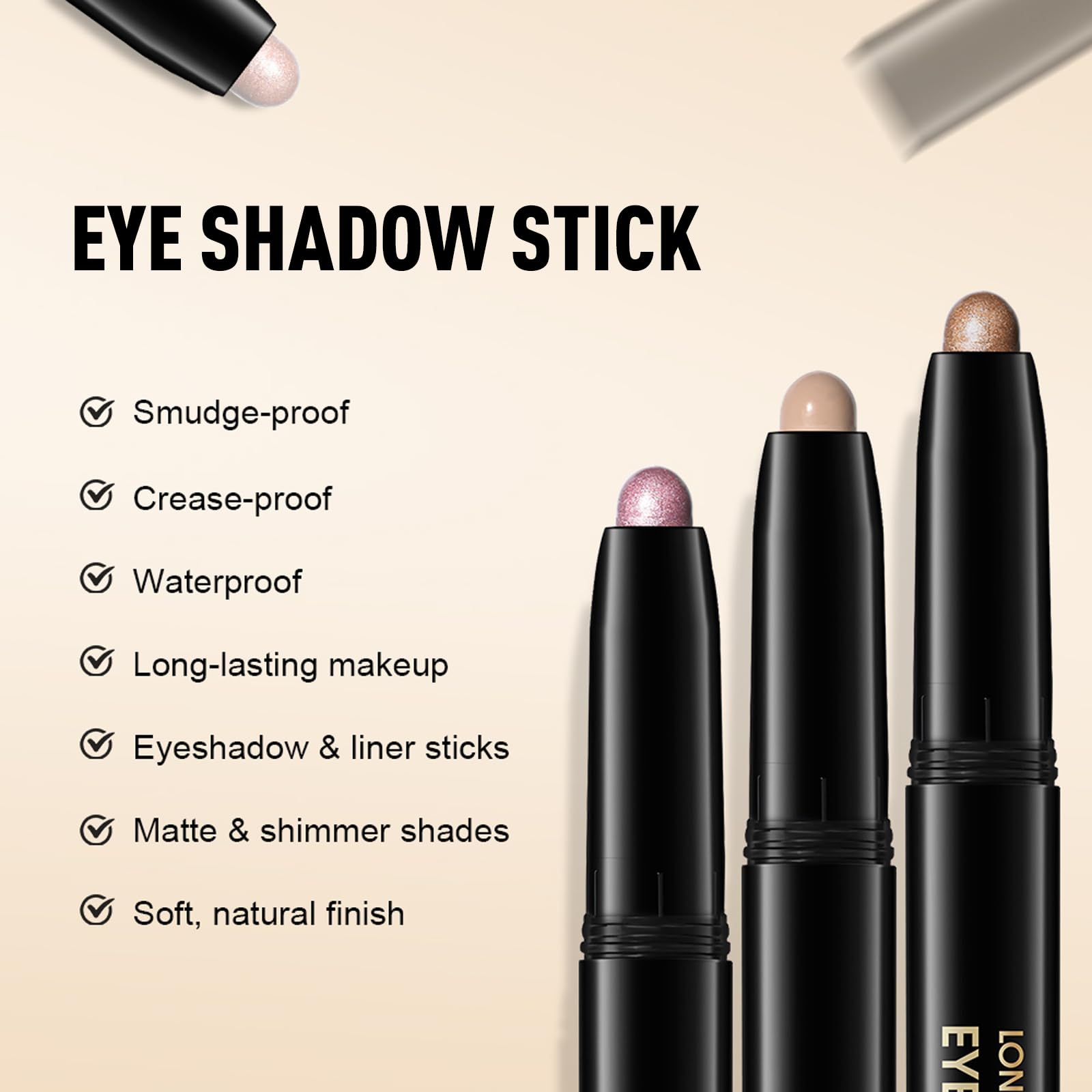 Wugbc Eyeshadow Stick vibrant color gentle on sensitive skin.