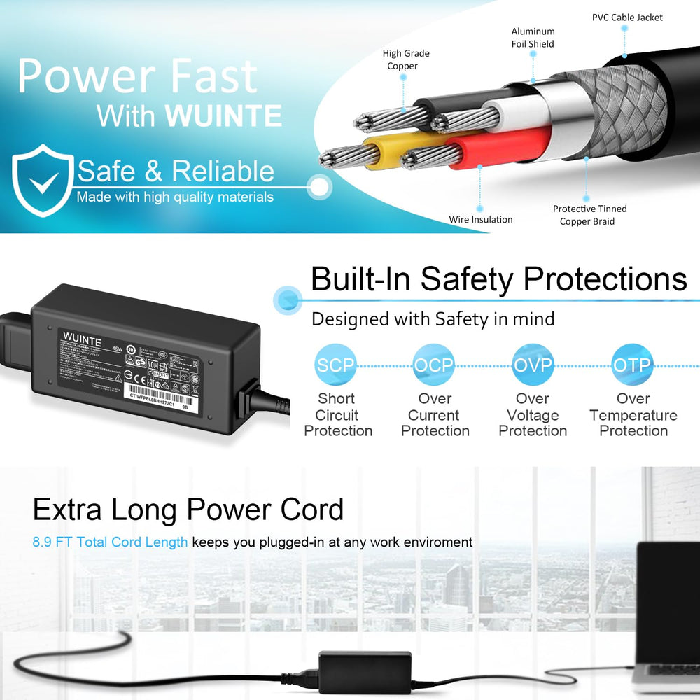 WUINTE 45W charger-compatible Chromebook setup shown in action.