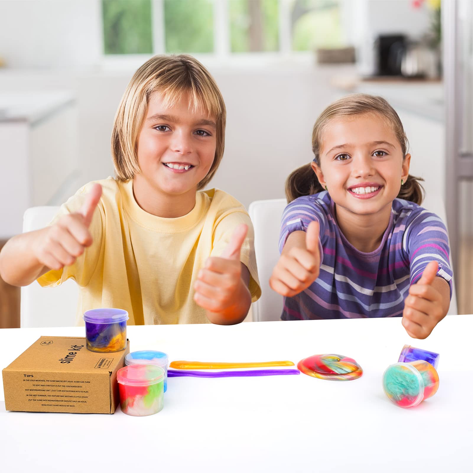 WUJYLY Galaxy Slime Kit party favors highlighting rainbow colors for sharing