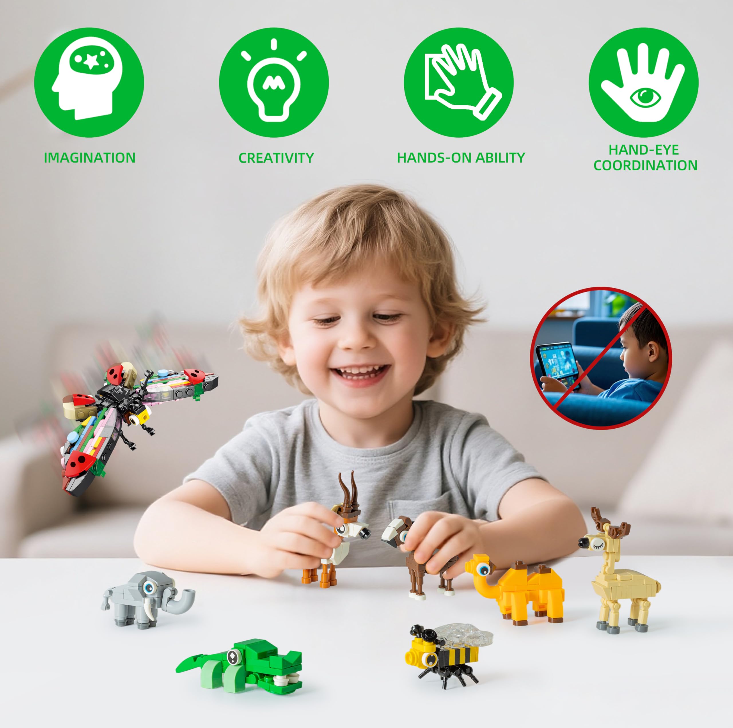 WuNian elephant blocks support fine motor skills during builds.