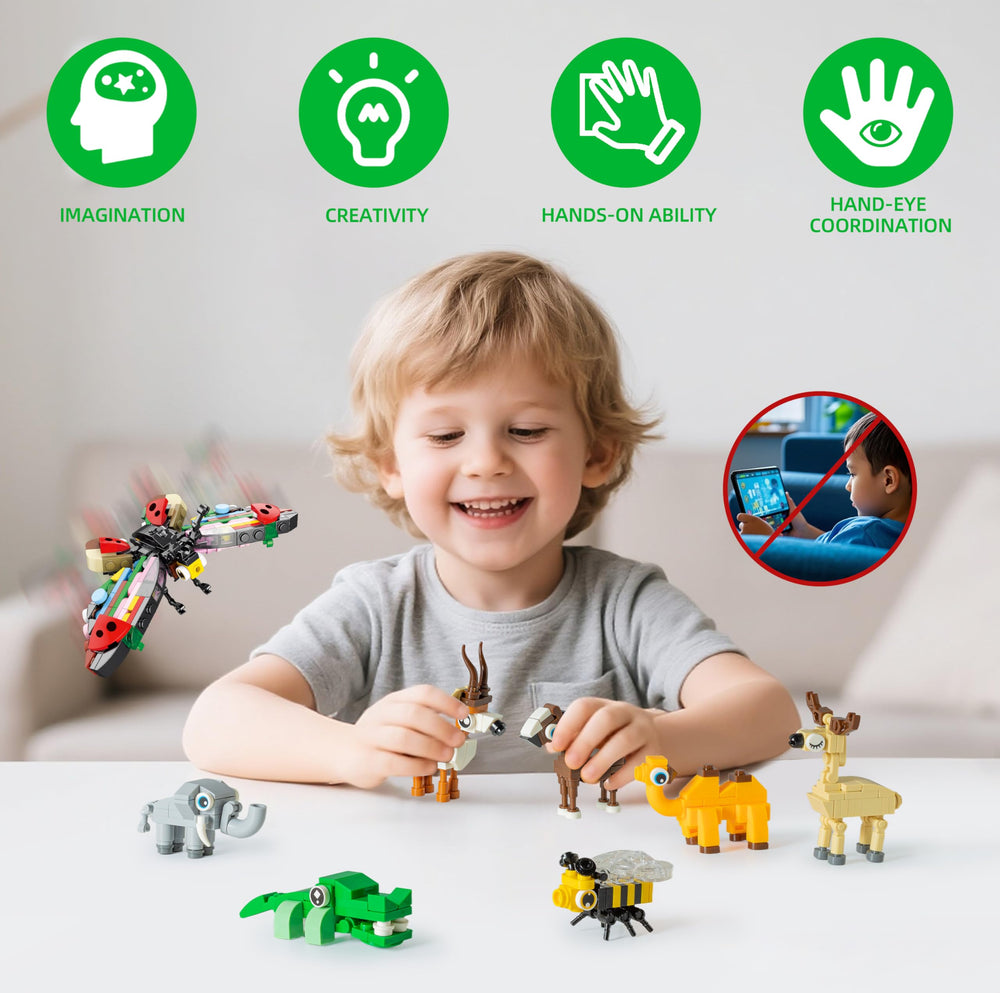 WuNian elephant blocks support fine motor skills during builds.