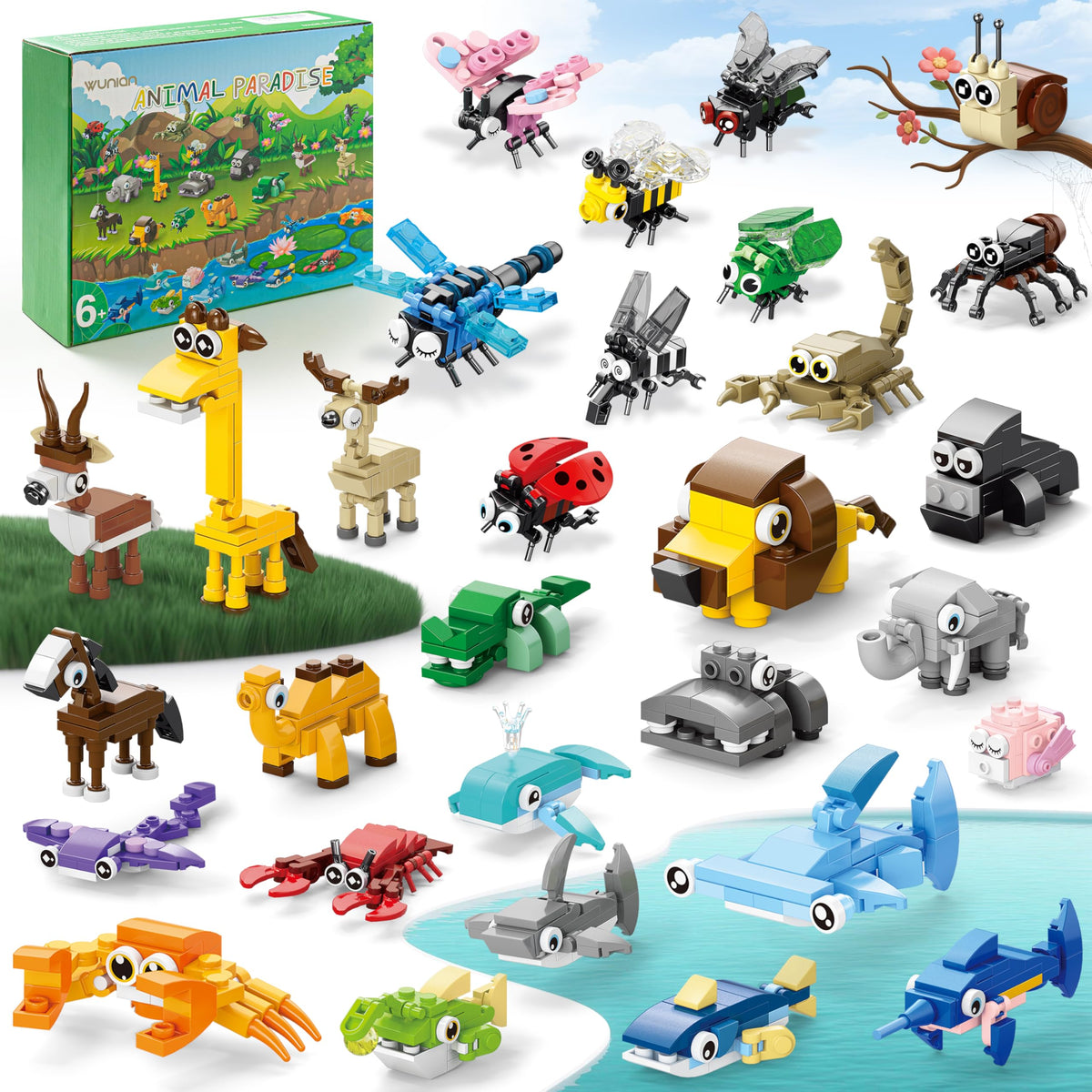 WuNian lion blocks for imaginative play and color recognition.