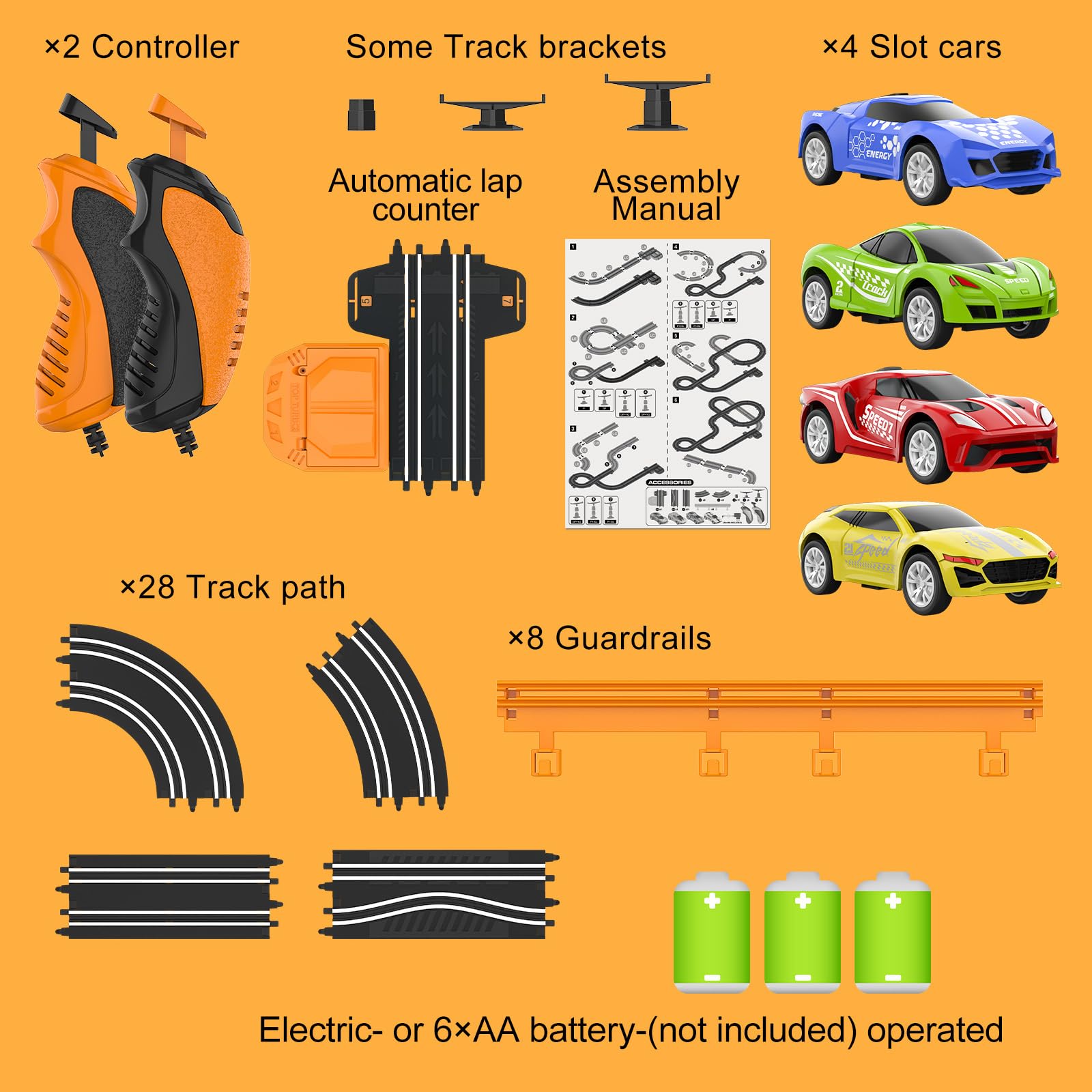 Wupuaait slot car track ABS plastic durable housing resists wear during long sessions.