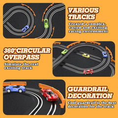 Wupuaait slot car track remote controls enable two-player battles and easy steering.