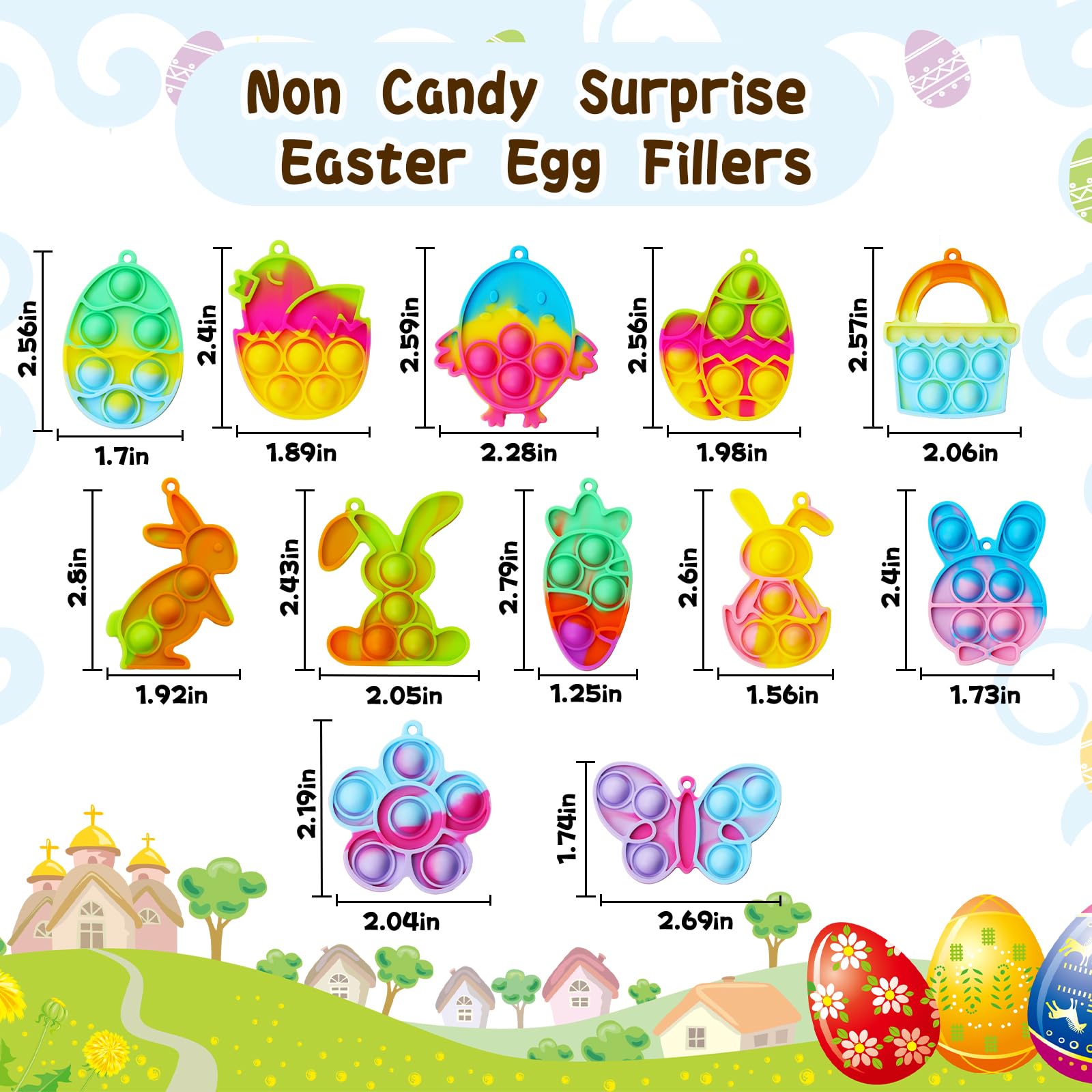 Wuridiwa Easter egg fillers in non-candy variety for treasure hunts.