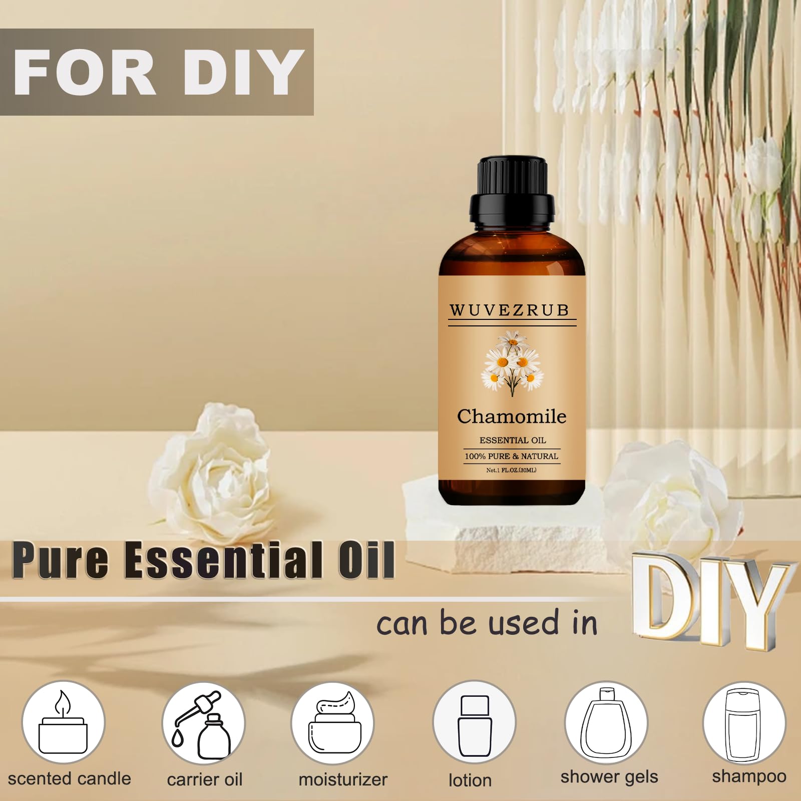 Wuvezrub Chamomile Oil drops ready to scent diffusers and blends