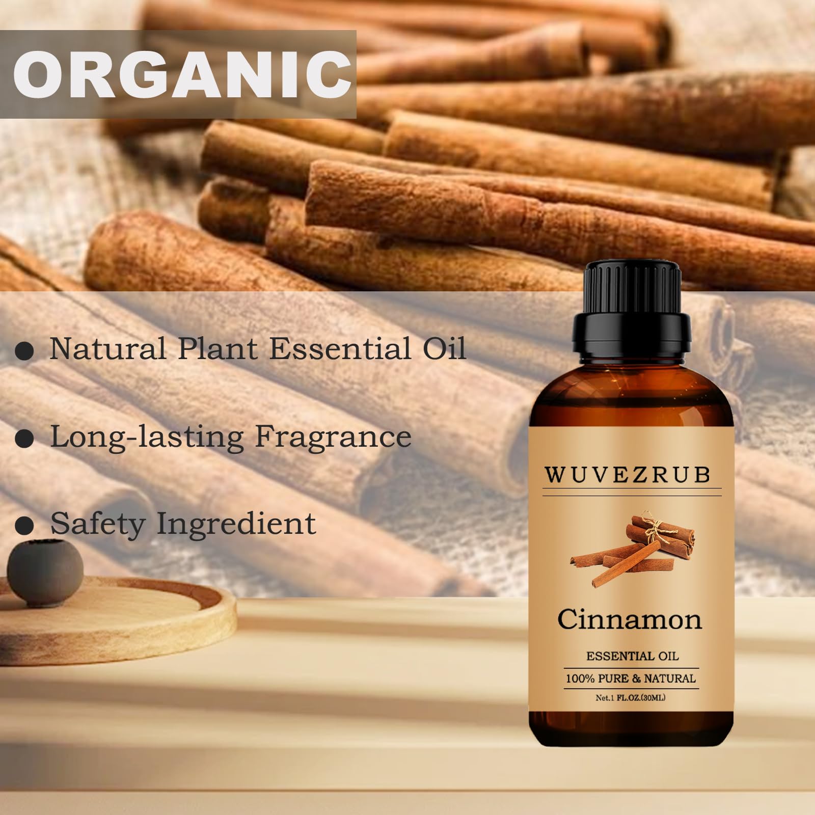 Wuvezrub cinnamon essential oil skincare application closeup
