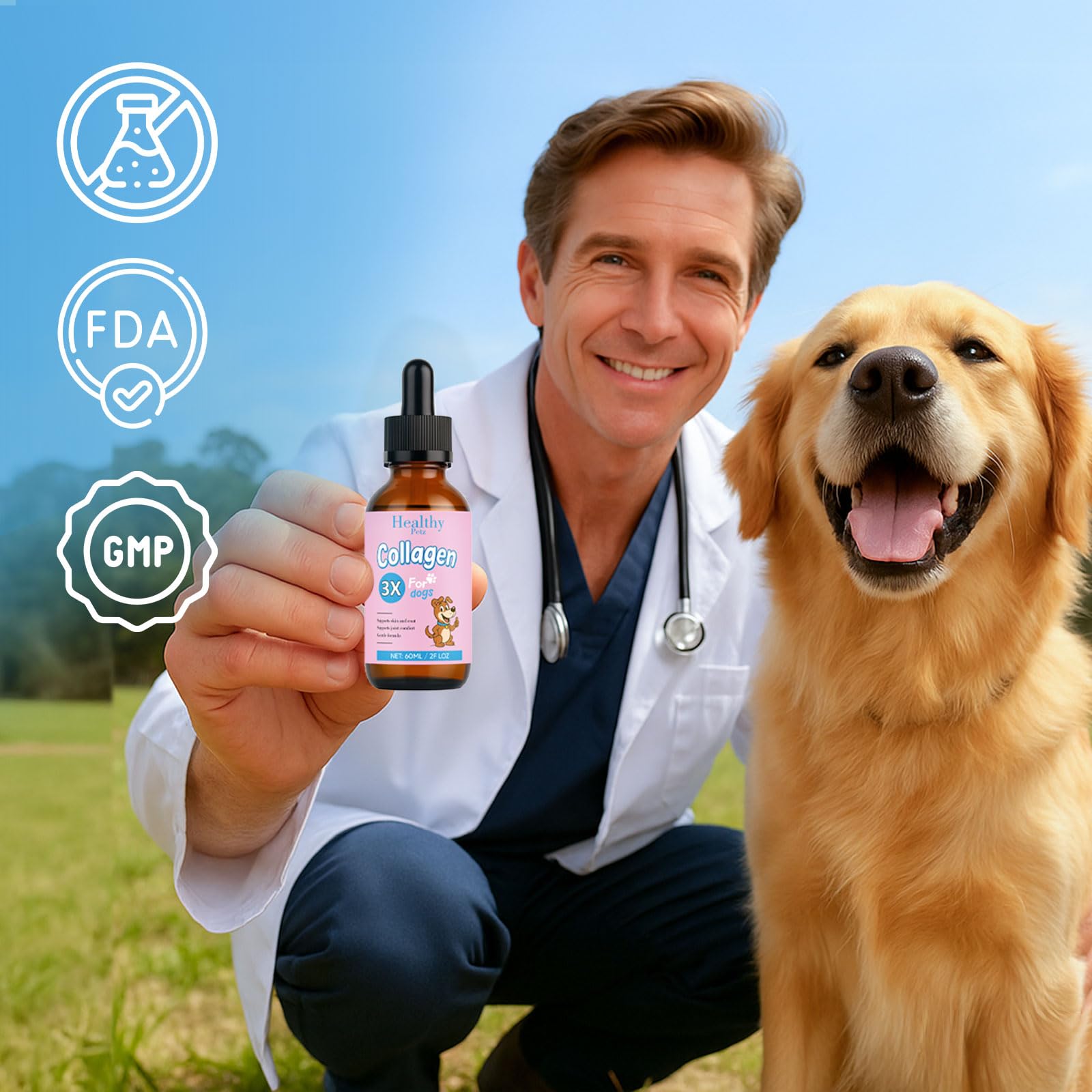Active dog on a walk after collagen support from Wvnscl Healthy Petz