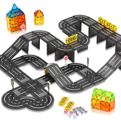 W WISE BLOCK magnetic tiles for city-play support imaginative building and early spatial skills.