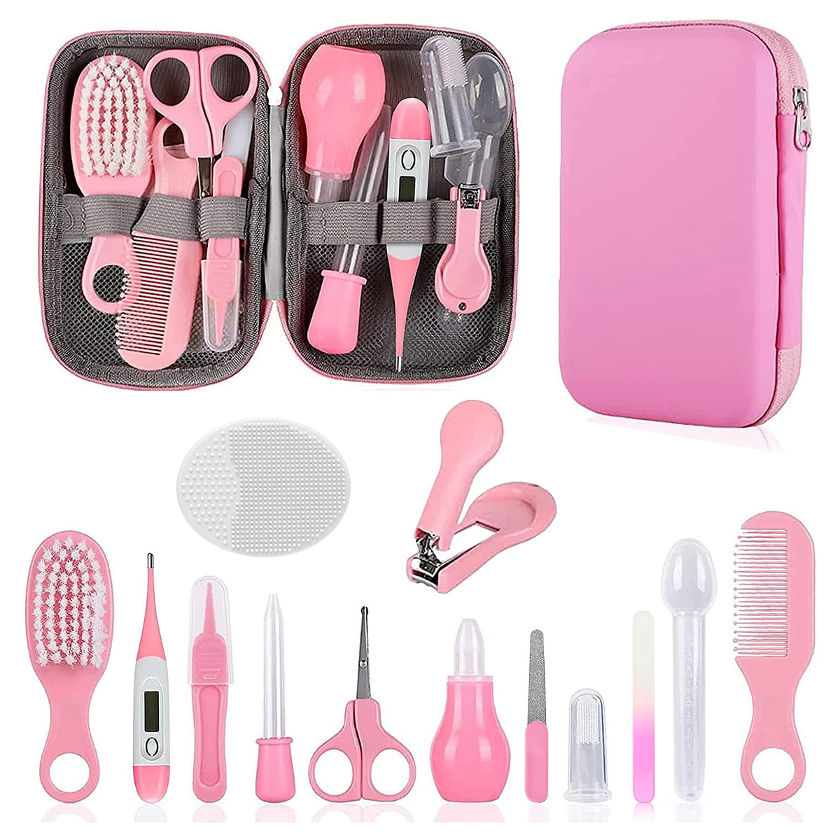 WXA Baby Grooming Kit packaging shows a complete 14-in-1 set for newborn care at home