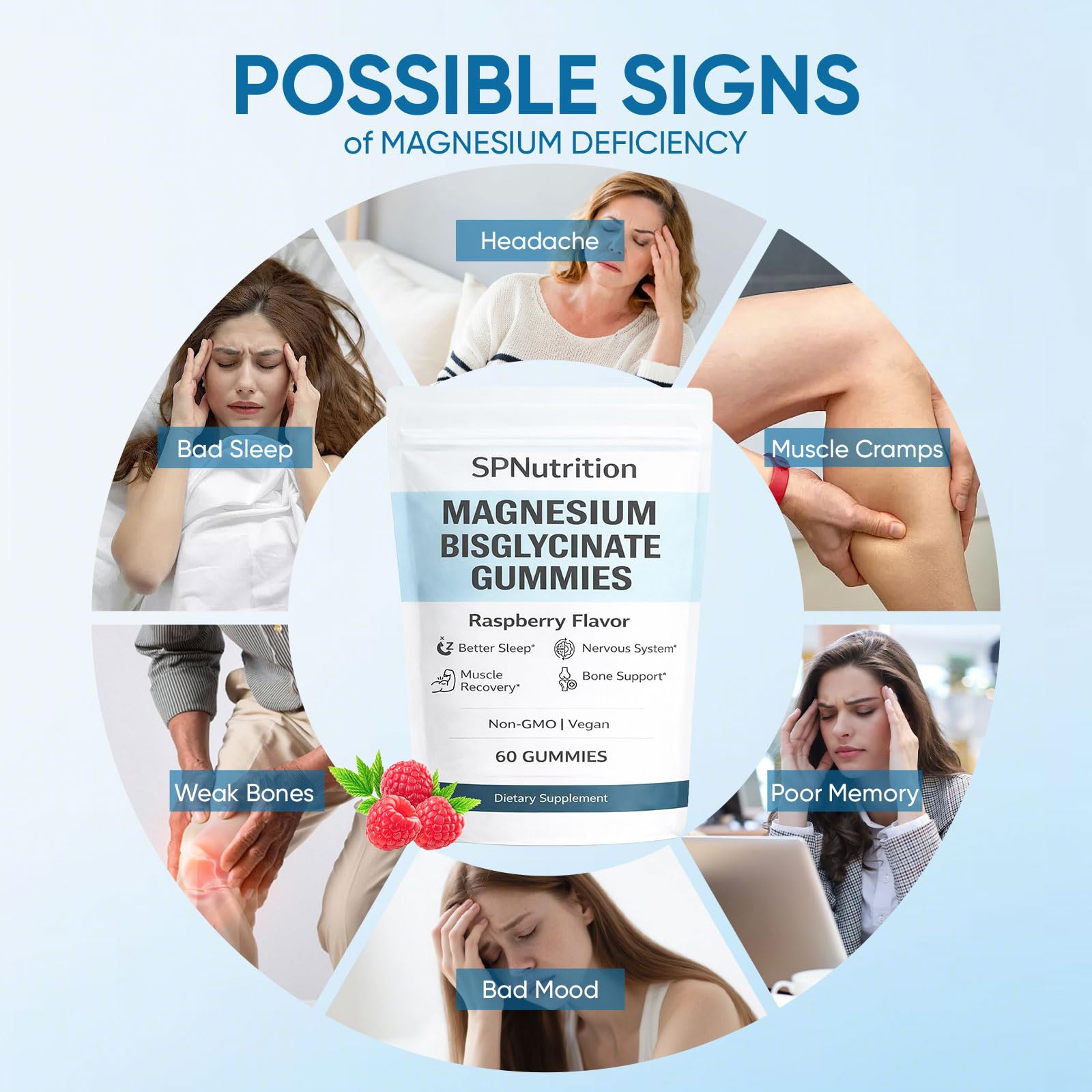 WXDOAU Spnutrition magnesium gummies close-up, easy daily magnesium intake