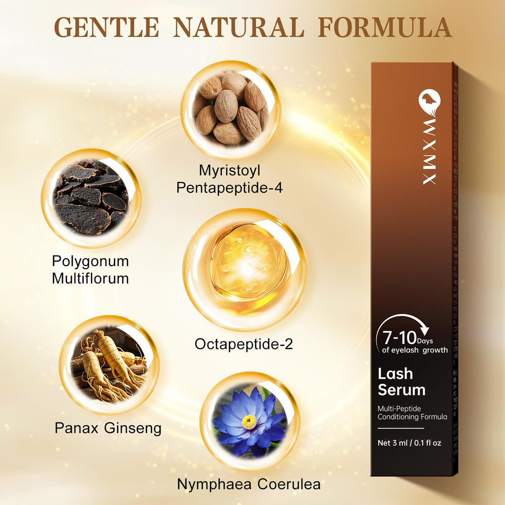 WXMX Nourishing botanical complex with Fo-Ti, Ginseng, Blue Lotus for lash vitality.