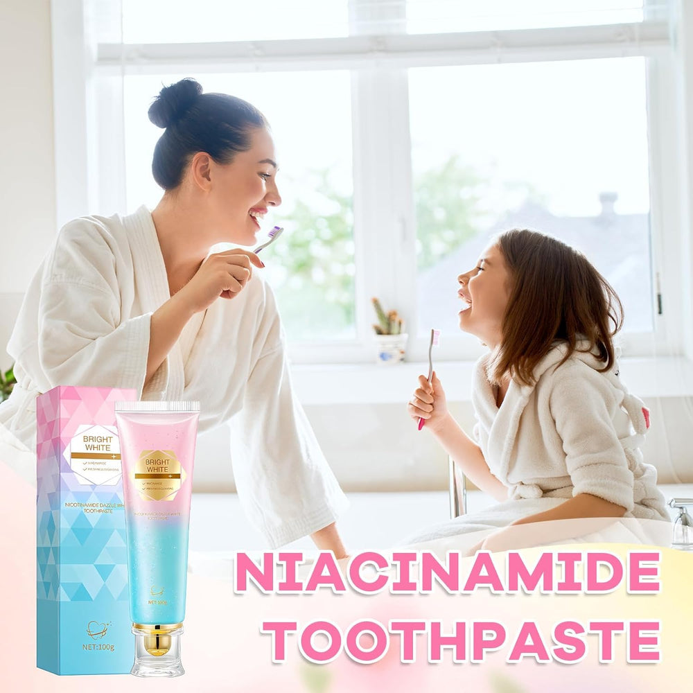 WXMX Niacinamide toothpaste texture closeup highlights creamy formula gentle on gums.