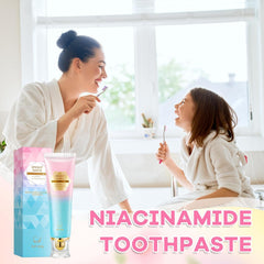 WXMX Niacinamide toothpaste texture closeup highlights creamy formula gentle on gums.