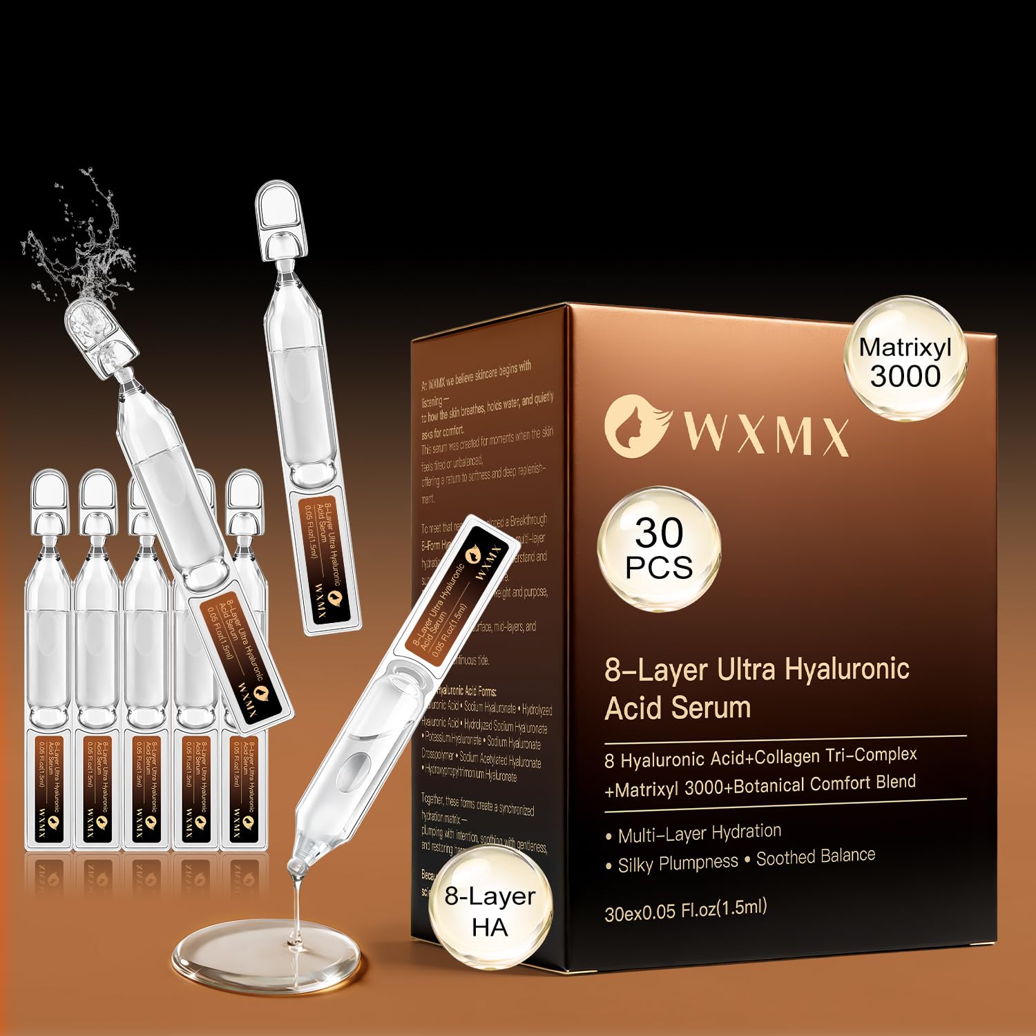 WXMX Ultra Hyaluronic Acid Serum ready for daily routine application