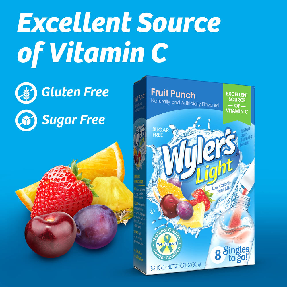 Wyler's Light Fruit Punch bottle-ready mix suitable for gym bottles.