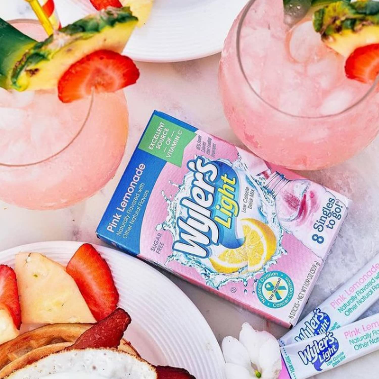 Wyler's Light pink lemonade flavor offering a refreshing hydration alternative.
