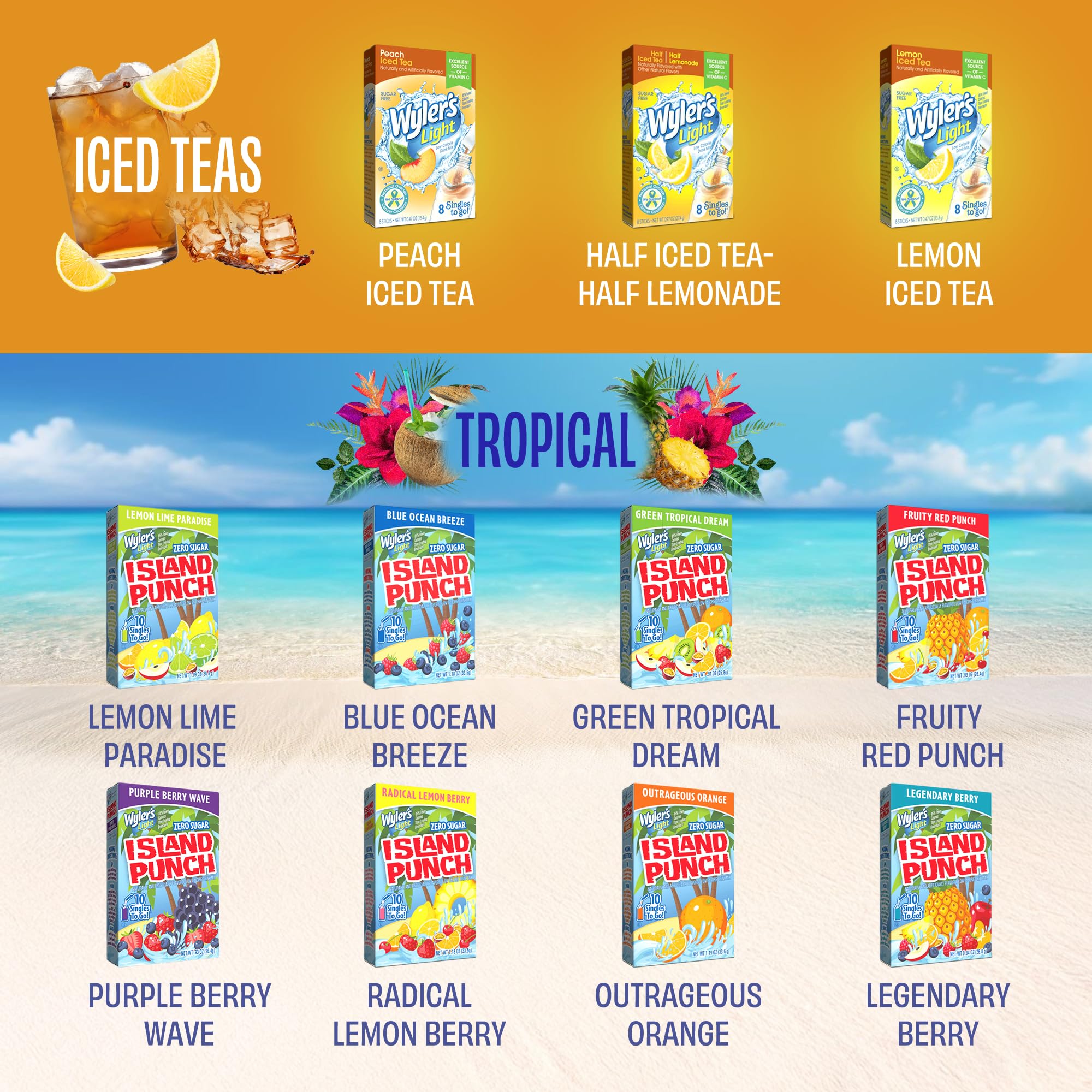 Wyler's Light Kiwi Strawberry packets provide tropical, sugar-free refreshment