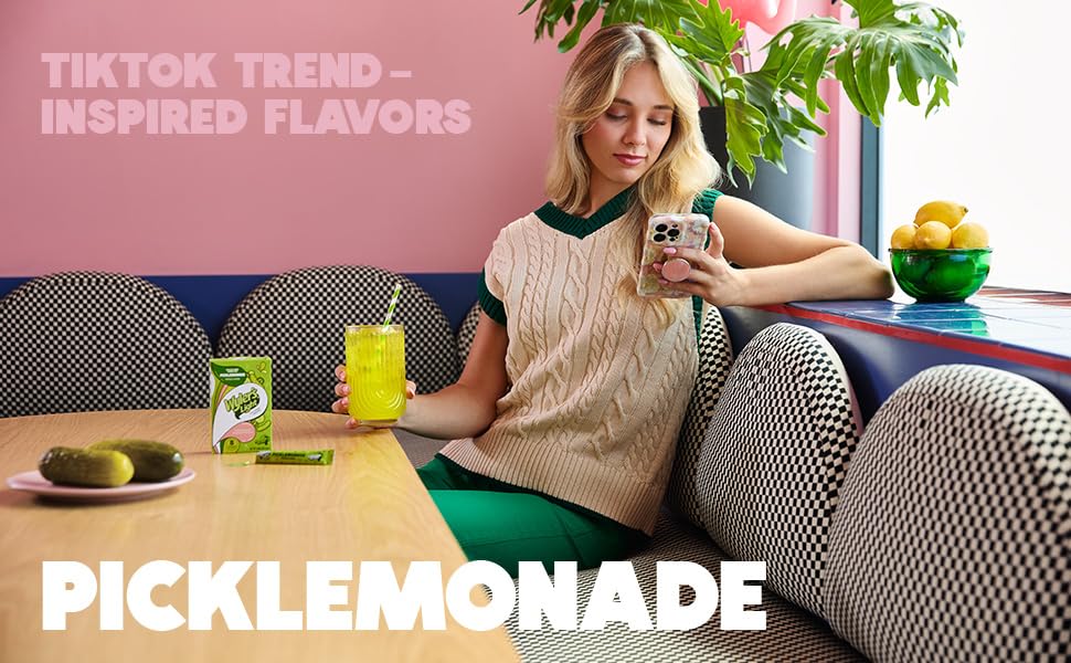 Wyler's Light Pickle Lemonade ready on the kitchen counter for quick refreshments.