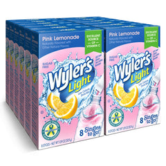 Wyler's Light pink lemonade powder packet for flavorful, sugar-free hydration on the go.