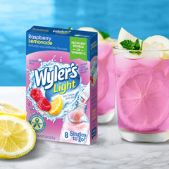 Wyler's Light Raspberry Lemonade boxes arranged for easy storage.