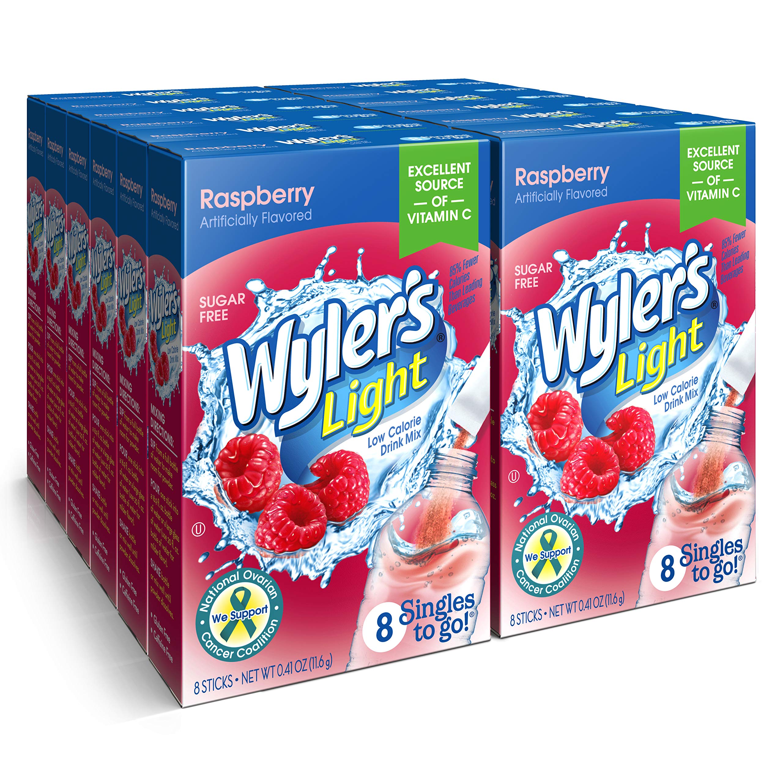Wyler's Light Raspberry singles to go packet ready to pour into water for flavor
