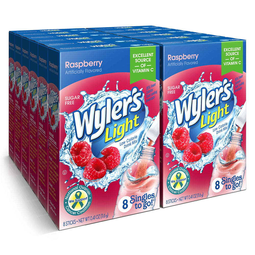 Wyler's Light Raspberry singles to go packet ready to pour into water for flavor