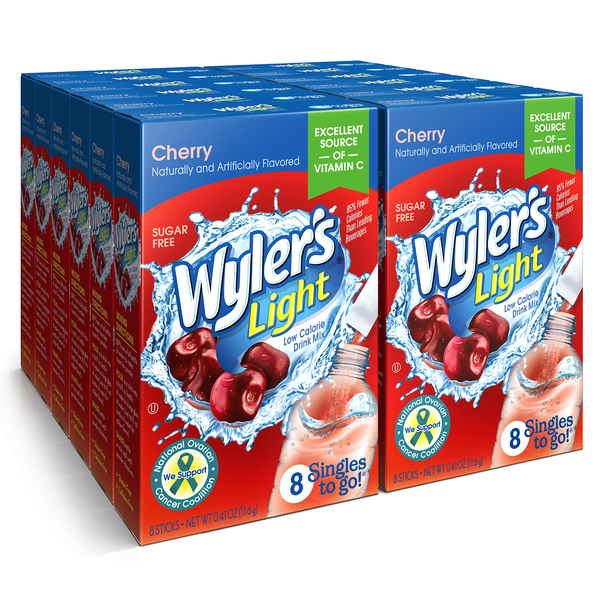 Wyler's Light Cherry packets in a box for easy hydration.