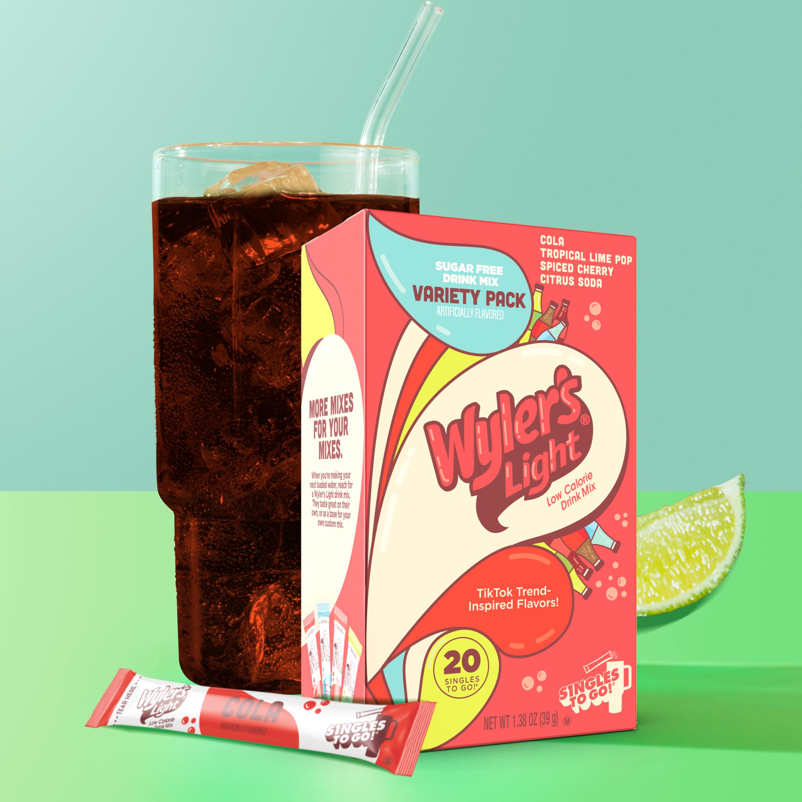 Wyler's Light Spiced Cherry stick dissolving for flavorful hydration on the go.
