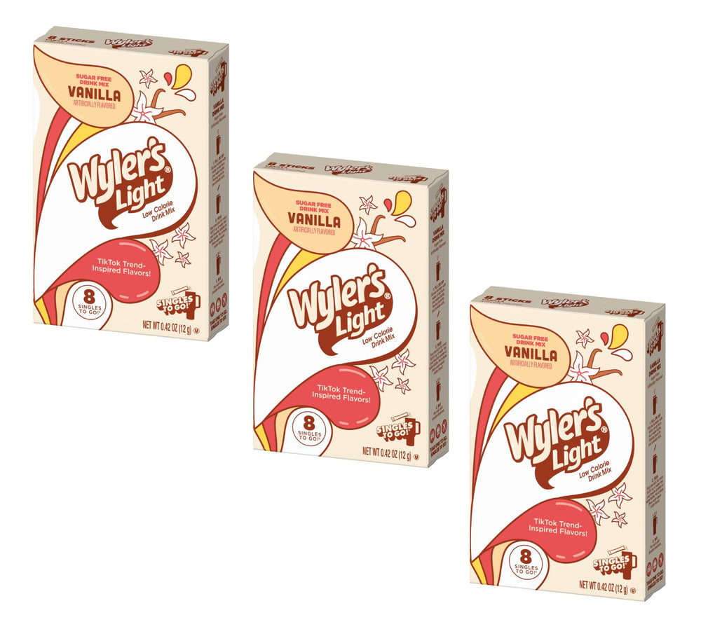 Wyler's Light vanilla single-serve packet for quick flavor on the go.