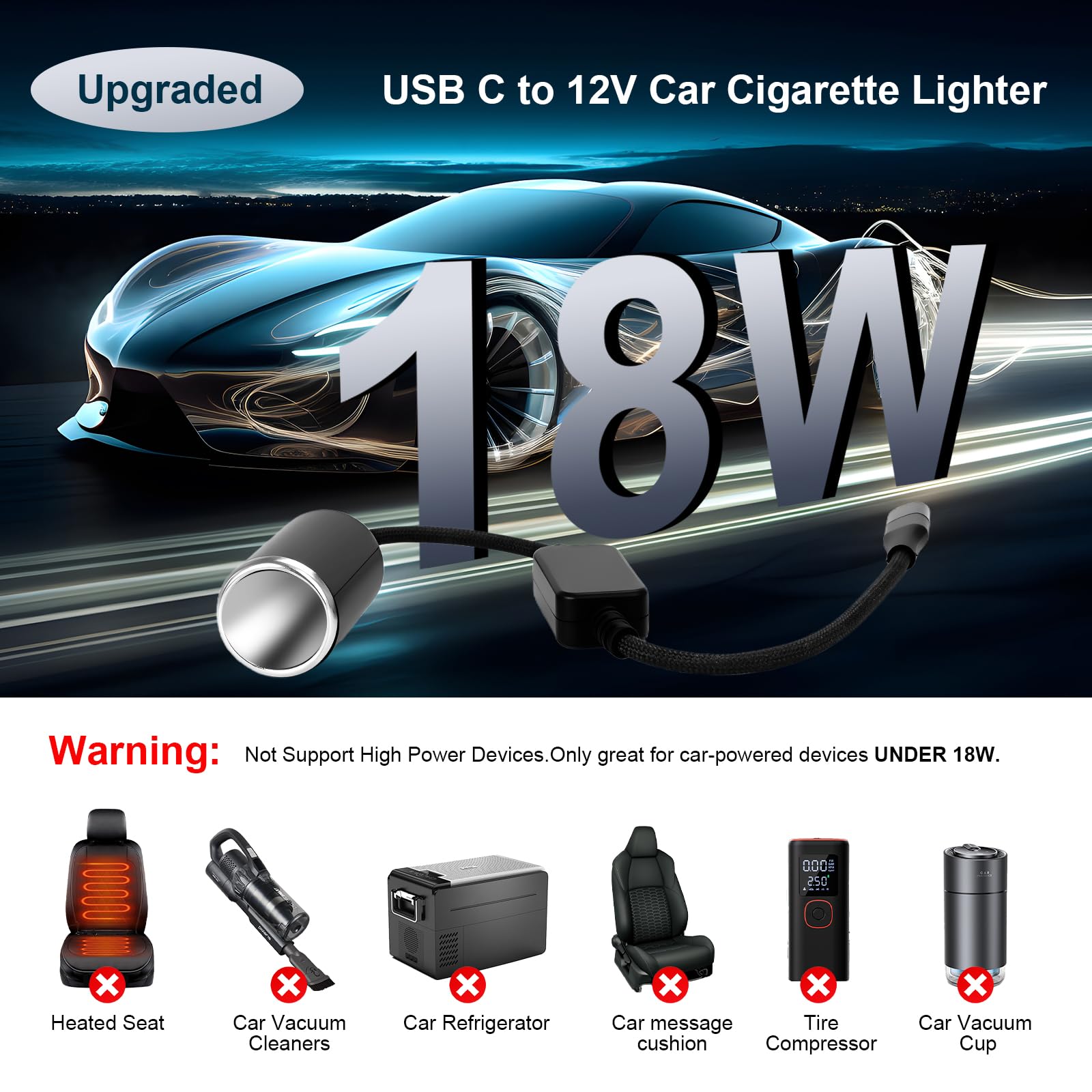 WYMECT cigarette lighter connector enables versatile in-car power.