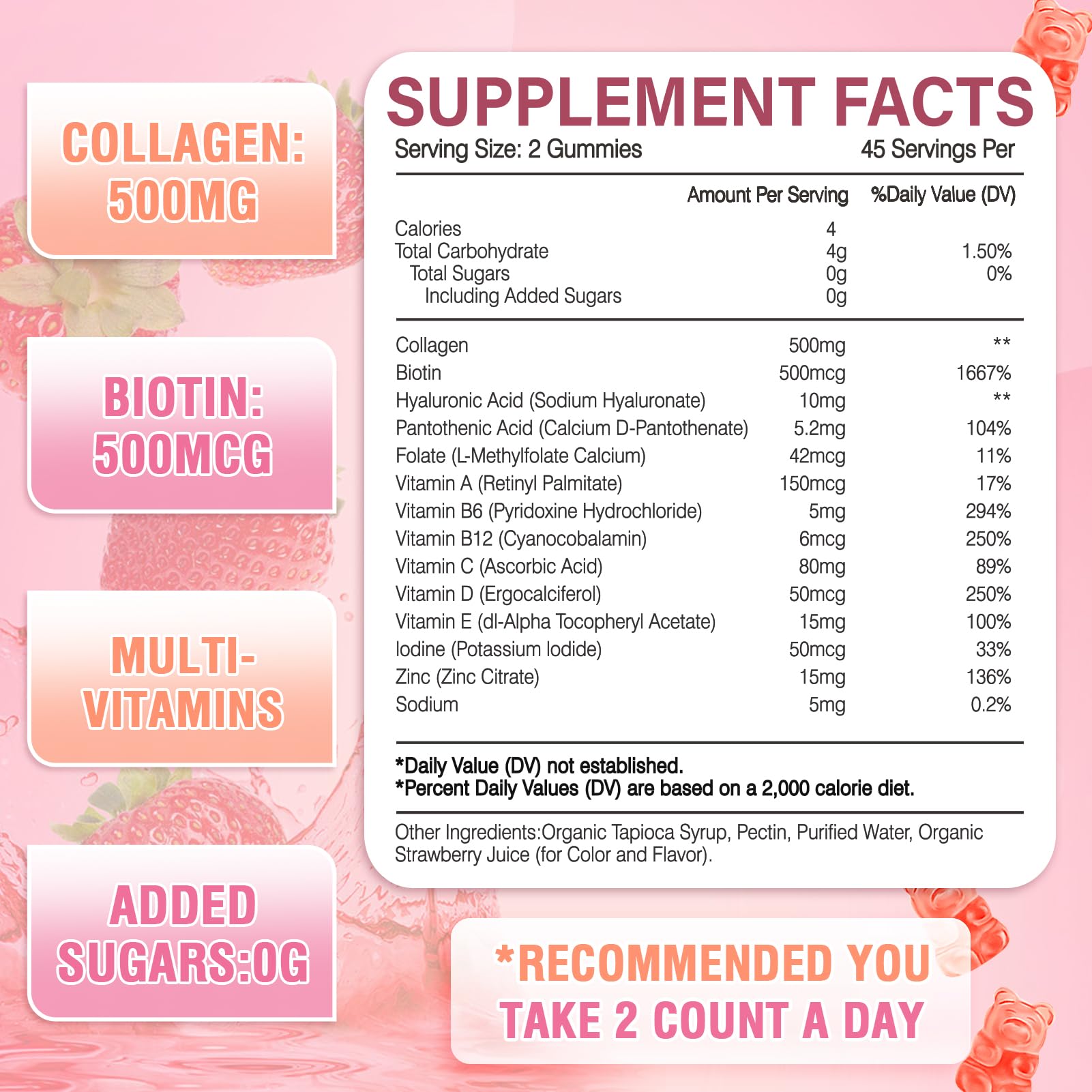 WyuuKi collagen gummies close-up texture shows chewy, enjoyable form