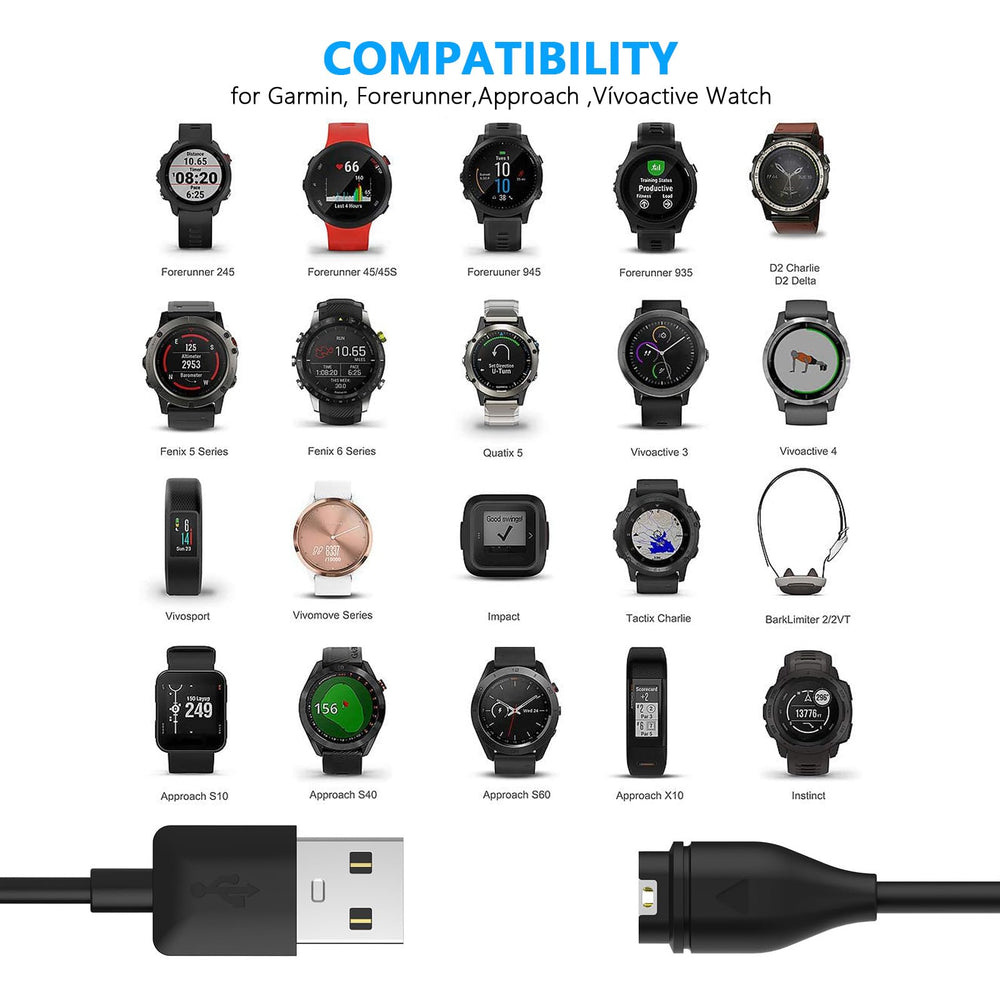 WZHENB magnetic charging cable for Garmin watches for effortless charging