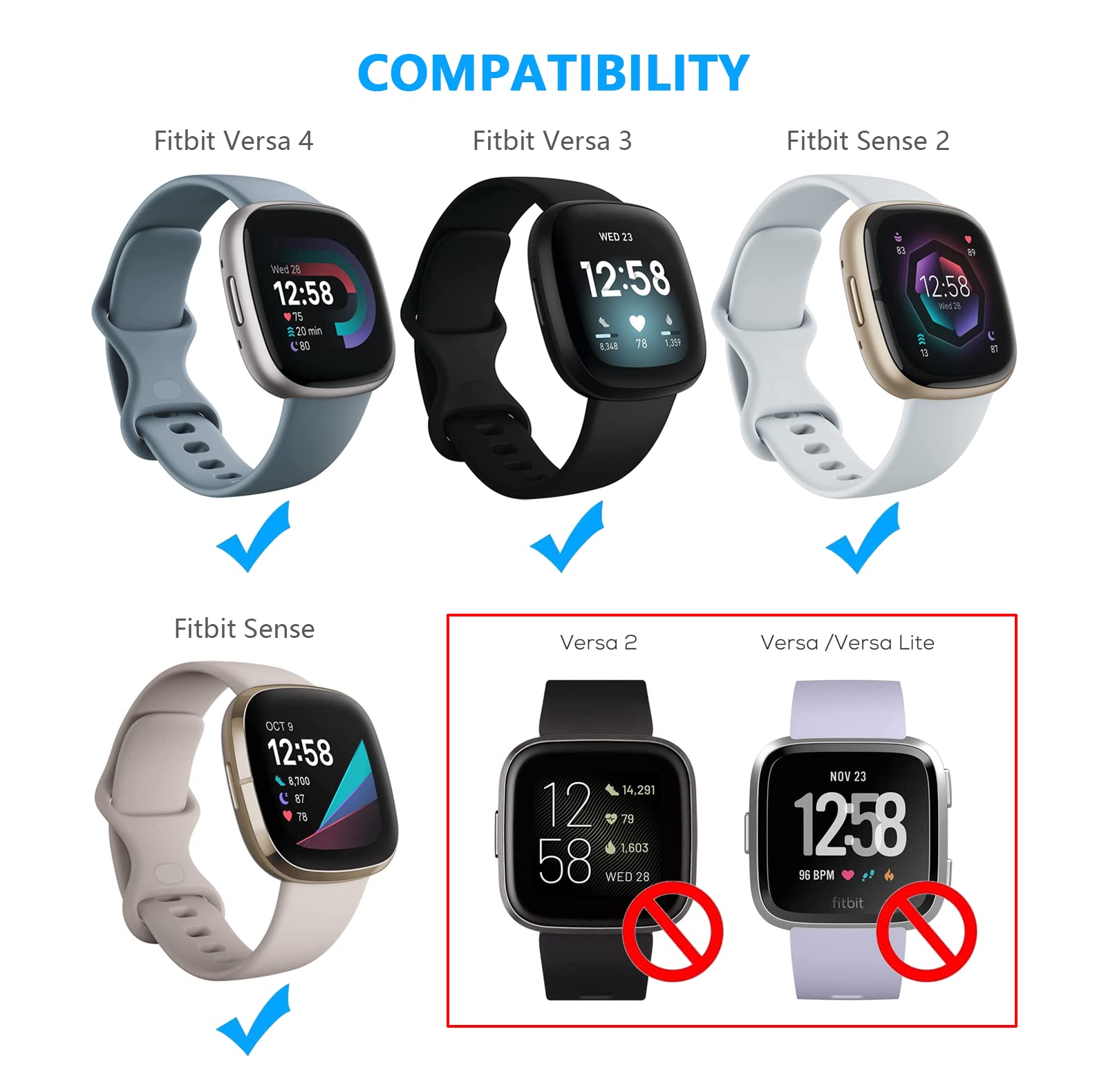 WZHENB USB charging cable keeps Versa 3/4 and Sense 2 ready without removing case
